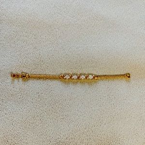 7.5" Leather Cord Clasp Gold Plated Bracelet